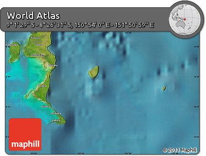 Satellite Map of the Area around 8° 44' 0" S, 151° 22' 30" E