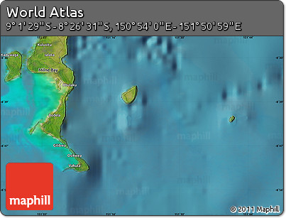 Satellite Map of the Area around 8° 44' 0" S, 151° 22' 30" E