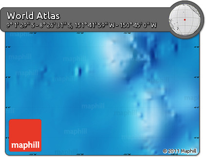 Shaded Relief Map of the Area around 8° 44' 0" S, 151° 13' 29" W