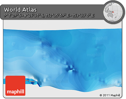 Political 3D Map of the Area around 8° 44' 0" S, 153° 4' 29" E