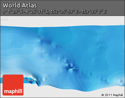 Political 3D Map of the Area around 8° 44' 0" S, 153° 4' 29" E