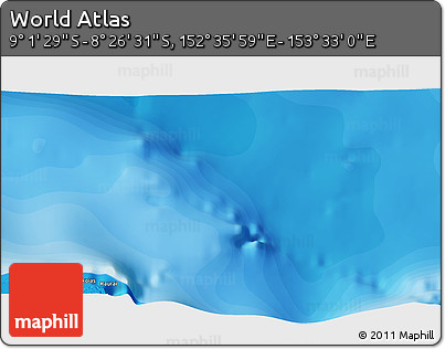 Political 3D Map of the Area around 8° 44' 0" S, 153° 4' 29" E