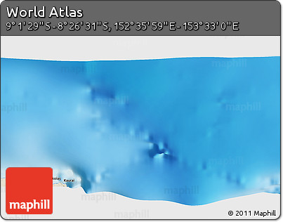 Shaded Relief 3D Map of the Area around 8° 44' 0" S, 153° 4' 29" E