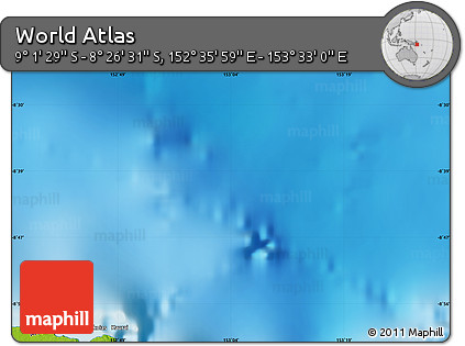 Physical Map of the Area around 8° 44' 0" S, 153° 4' 29" E