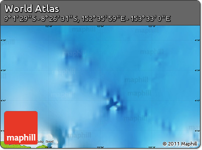 Physical Map of the Area around 8° 44' 0" S, 153° 4' 29" E