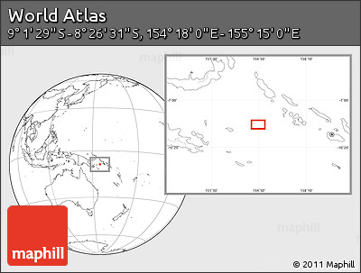 Blank Location Map of the Area around 8° 44' 0" S, 154° 46' 30" E