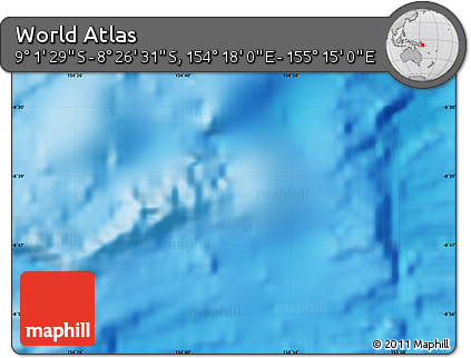 Physical Map of the Area around 8° 44' 0" S, 154° 46' 30" E