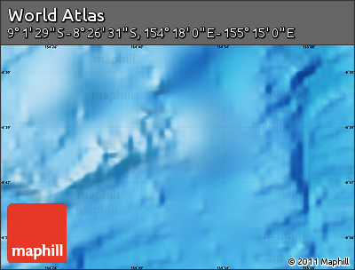 Physical Map of the Area around 8° 44' 0" S, 154° 46' 30" E