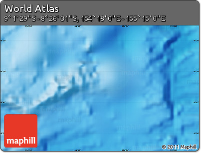Physical Map of the Area around 8° 44' 0" S, 154° 46' 30" E