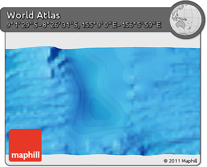 Political 3D Map of the Area around 8° 44' 0" S, 155° 37' 30" E