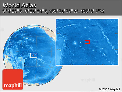 Shaded Relief Location Map of the Area around 8° 44' 0" S, 155° 28' 29" W