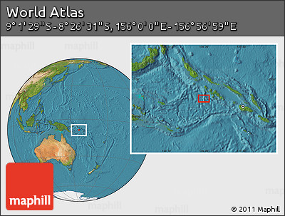 Satellite Location Map of the Area around 8° 44' 0" S, 156° 28' 29" E