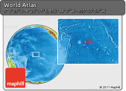 Physical Location Map of the Area around 8° 44' 0" S, 156° 19' 29" W