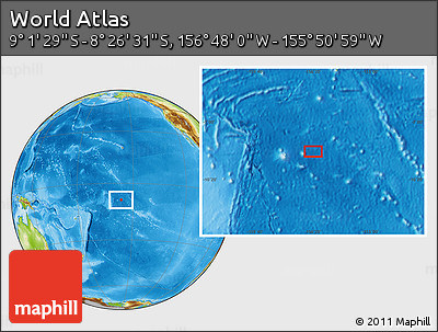 Physical Location Map of the Area around 8° 44' 0" S, 156° 19' 29" W