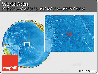 Physical Location Map of the Area around 8° 44' 0" S, 156° 19' 29" W
