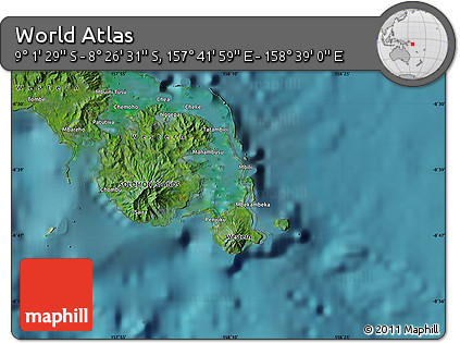 Satellite Map of the Area around 8° 44' 0" S, 158° 10' 30" E