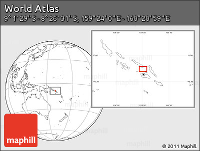 Blank Location Map of the Area around 8° 44' 0" S, 159° 52' 30" E