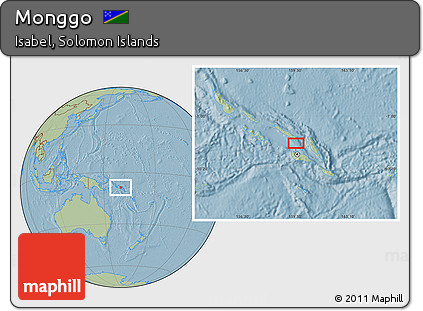 Savanna Style Location Map of Monggo, hill shading