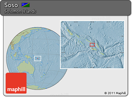 Savanna Style Location Map of Soso, hill shading