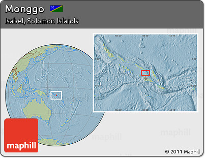 Savanna Style Location Map of Monggo, hill shading