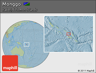 Savanna Style Location Map of Monggo, hill shading