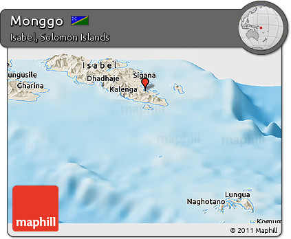 Shaded Relief Panoramic Map of Monggo