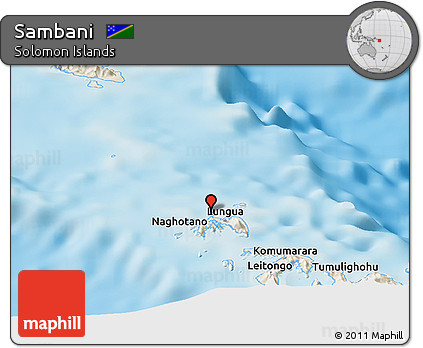 Shaded Relief Panoramic Map of Sambani