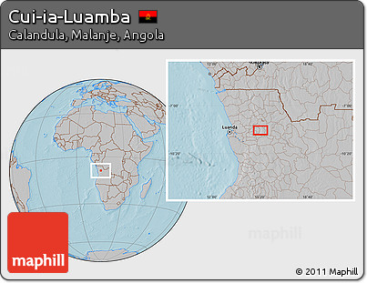 Gray Location Map of Cui-ia-Luamba, hill shading