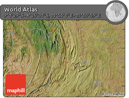Satellite Map of the Area around 8° 44' 0" S, 15° 22' 30" E