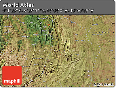 Satellite Map of the Area around 8° 44' 0" S, 15° 22' 30" E