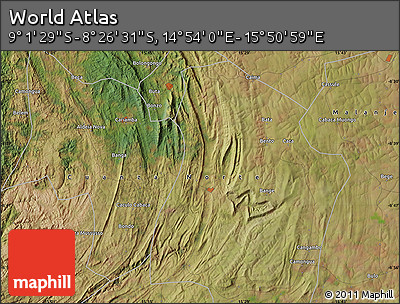 Satellite Map of the Area around 8° 44' 0" S, 15° 22' 30" E