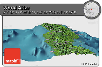 Satellite Panoramic Map of the Area around 8° 44' 0" S, 160° 43' 29" E
