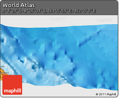 Political 3D Map of the Area around 8° 44' 0" S, 161° 34' 29" E