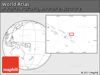 Blank Location Map of the Area around 8° 44' 0" S, 161° 34' 29" E
