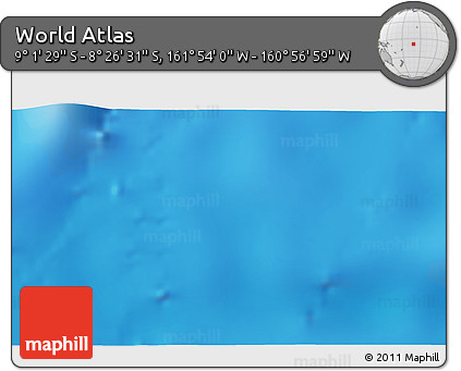 Shaded Relief 3D Map of the Area around 8° 44' 0" S, 161° 25' 30" W