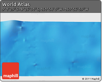 Shaded Relief 3D Map of the Area around 8° 44' 0" S, 161° 25' 30" W