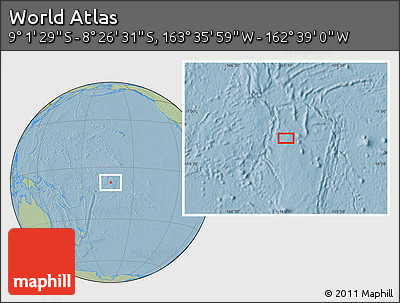 Savanna Style Location Map of the Area around 8° 44' 0" S, 163° 7' 30" W, hill shading