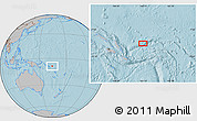 Gray Location Map of the area around 8° 44' 0" S, 164° 7' 30" E, hill shading