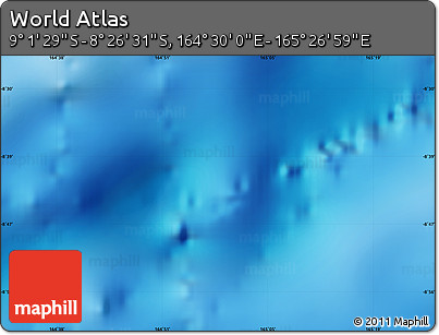 Physical Map of the Area around 8° 44' 0" S, 164° 58' 29" E