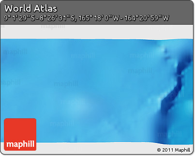 Physical 3D Map of the Area around 8° 44' 0" S, 164° 49' 29" W
