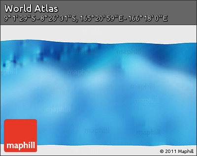 Shaded Relief 3D Map of the Area around 8° 44' 0" S, 165° 49' 29" E