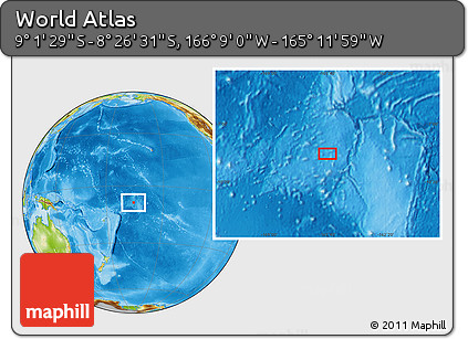 Physical Location Map of the Area around 8° 44' 0" S, 165° 40' 30" W