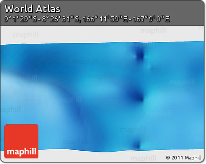 Shaded Relief 3D Map of the Area around 8° 44' 0" S, 166° 40' 30" E