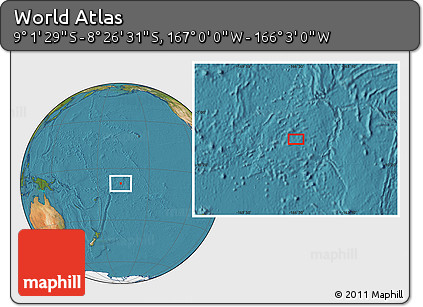 Satellite Location Map of the Area around 8° 44' 0" S, 166° 31' 30" W