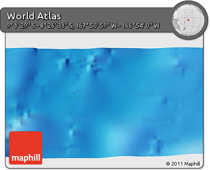 Physical 3D Map of the Area around 8° 44' 0" S, 167° 22' 30" W