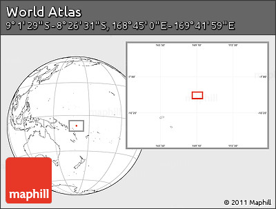 Blank Location Map of the Area around 8° 44' 0" S, 169° 13' 29" E