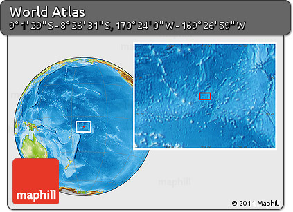 Physical Location Map of the Area around 8° 44' 0" S, 169° 55' 30" W