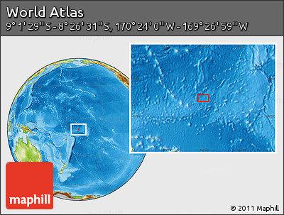 Physical Location Map of the Area around 8° 44' 0" S, 169° 55' 30" W