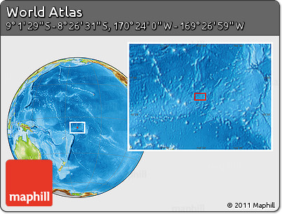 Physical Location Map of the Area around 8° 44' 0" S, 169° 55' 30" W