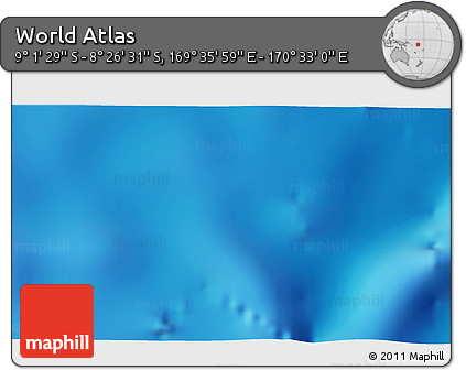 Shaded Relief 3D Map of the Area around 8° 44' 0" S, 170° 4' 29" E